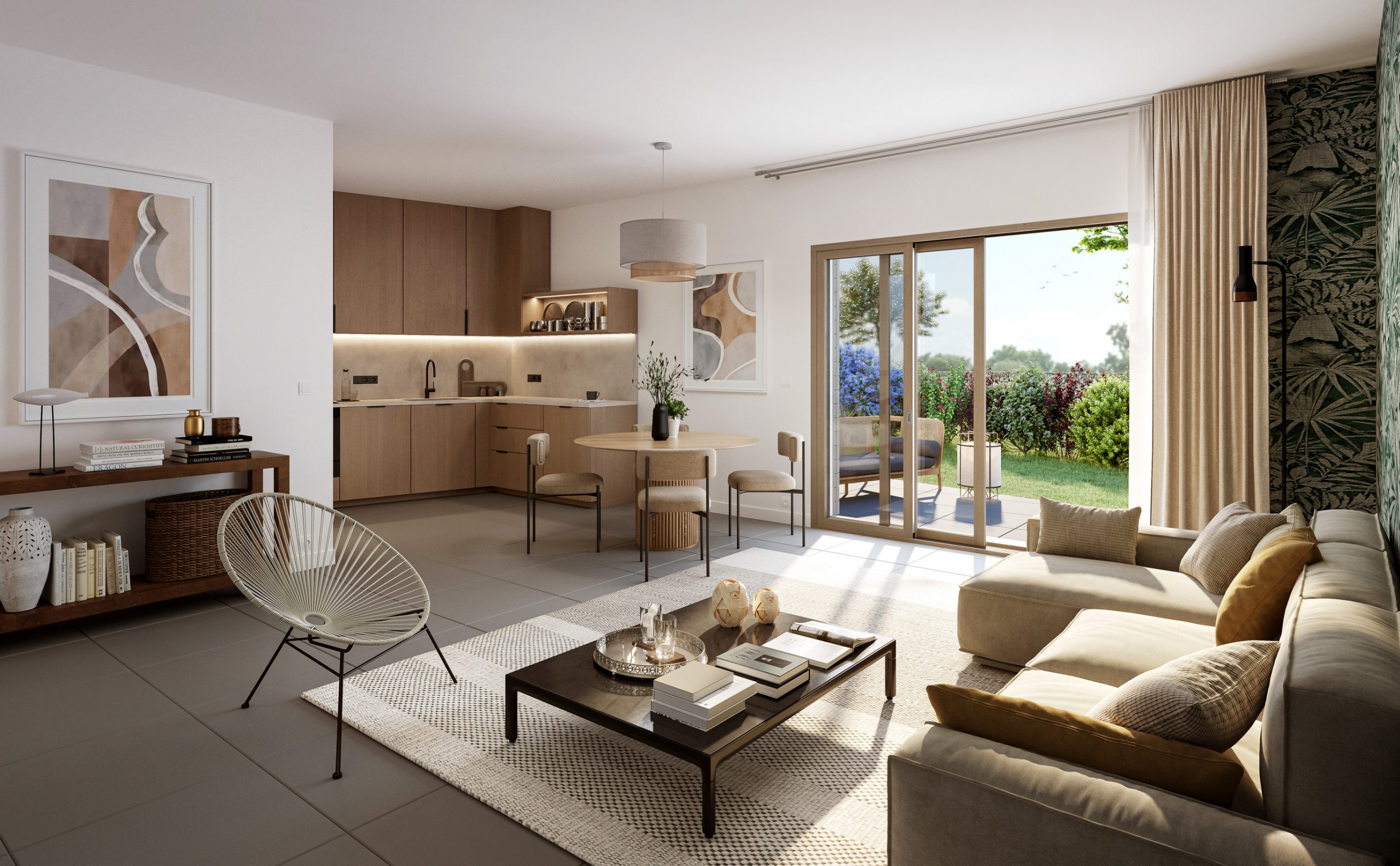 Appartement neuf Furiani Le Clos Arborea - intérieur séjour cuisine
